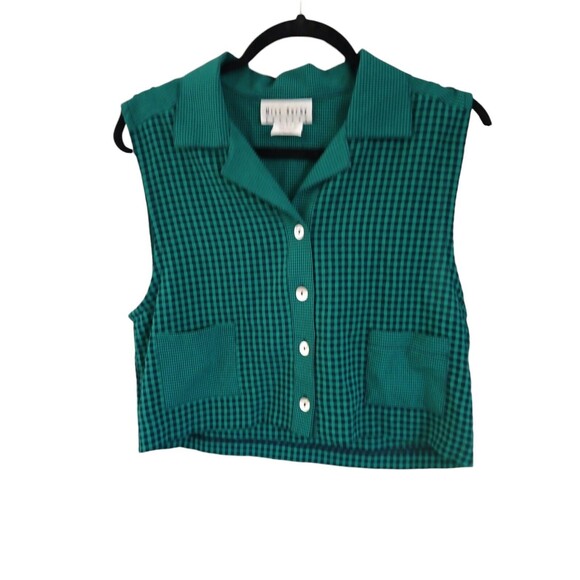 Miss Dorby Vintage Vest Top Dress Gingham Adorable Green Size 10p - Picture 2 of 11